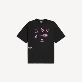 Herr-T-shirt i svart med i<3 u-passform i medium