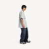 Herr-T-shirt med V-ringning i grått/vitt, modell 3b, oversized