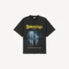 Herr-T-shirt ”The Address” i medium passform, tvättad svart