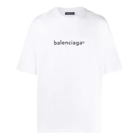 Herrtröja med Balenciaga-logotryck, mysig, kortärmad, vit 612966TIV549040