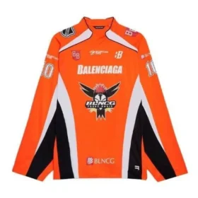 Hockey-T-shirt med paneler och långa ärmar ”Orange” 657105TKV247074