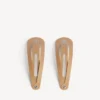 Holli XXL-klämspänne-set för dam, 2 st, i beige/glänsande silver