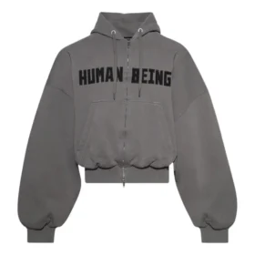Human Being Rund luvtröja med dragkedja ”Mörkgrå” 827153TSVB91441