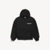 Huvtröja för herr med dragkedja, DIY Balenciaga-motiv på ryggen och normal passform, i svart Huvtröja för herr med dragkedja, DIY Balenciaga-motiv på ryggen och normal passform, i svart