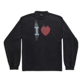 I Love långärmad T-shirt, Medium Fit ”Black” 744449TOVH39034