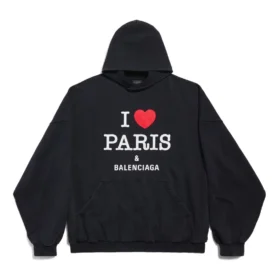 I Love Paris Balenciaga-luvtröja, stor passform ”Black Faded” 803265TRVM61041