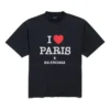 I Love Paris & Balenciaga T-shirt Medium Fit ”Black Faded” 764235TRVU91041