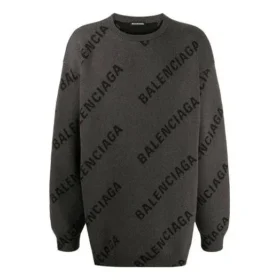 Intarsia-stickad tröja med logotyp ”Grey” 625970T31781262