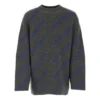 Intarsia-stickad tröja med logotyp ”Mörkgrå” 623283T15671035