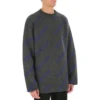 Intarsia-stickad tröja med logotyp ”Mörkgrå” 623283T15671035
