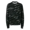 Jacquard-tröja med logotyp och rund hals ”Black” 555381T15241070