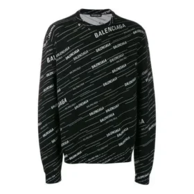 Jacquard-tröja med logotyp och rund hals ”Black” 555381T15241070