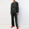 Jacquard-tröja med logotyp och rund hals ”Black” 555381T15241070