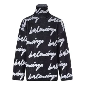 Jerseytröja med turtleneck och Scribble-logotyp ”Svart” 625927T31801070