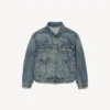 Kick-denimjacka för dam i smutsigt vintageblått