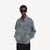 Kick-denimjacka för dam i smutsigt vintageblått