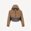 Kort jacka i techwear-stil för damer i kamelfärg