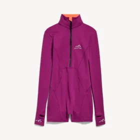 Kort långärmad bodysuit för damer i techwear-stil i violett/orange