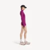 Kort långärmad bodysuit för damer i techwear-stil i violett/orange Kort långärmad bodysuit för damer i techwear-stil i violett/orange