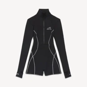 Kort långärmad bodysuit i svart för damer