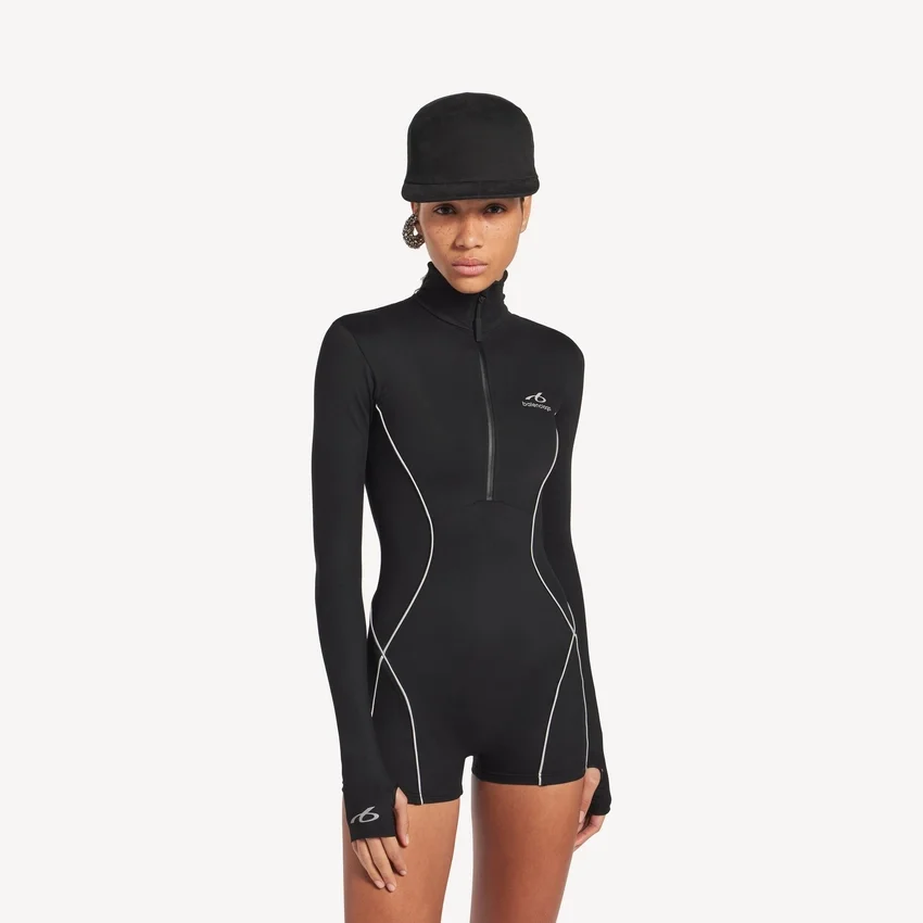 Kort långärmad bodysuit i svart för damer Kort långärmad bodysuit i svart för damer