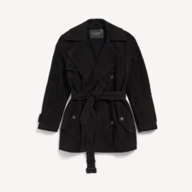 Kort trenchcoat i cocoon-modell för damer i svart