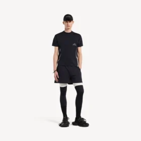 Kortärmad techwear-T-shirt för herr i marinblått/vitt