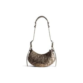 Le Cagole XS axelväska, metalliserad med leopardmönster ”Brown” 6713092AAV72529