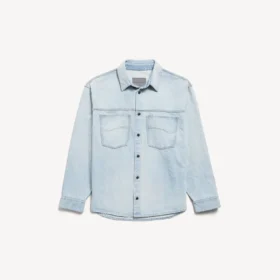 Långärmad denimskjorta för herr i ljusblått
