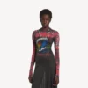 Långärmad klänning för dam i svart med extremt tie-dye-mönster Långärmad klänning för dam i svart med extremt tie-dye-mönster