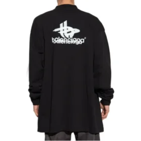 Långärmad sport-T-shirt i lager-på-lager-stil, oversized ”Black White” 739027TPVF21070