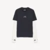Långärmad techwear-T-shirt för herr i marinblått/vitt