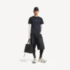 Långärmad techwear-T-shirt för herr i marinblått/vitt