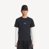 Långärmad techwear-T-shirt för herr i marinblått/vitt