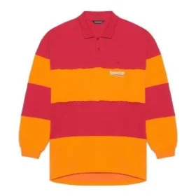 Långärmad, uppskuren pikétröja ”Raspberry Fluo Orange” 657073TKVA56667