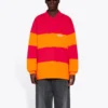 Långärmad, uppskuren pikétröja ”Raspberry Fluo Orange” 657073TKVA56667