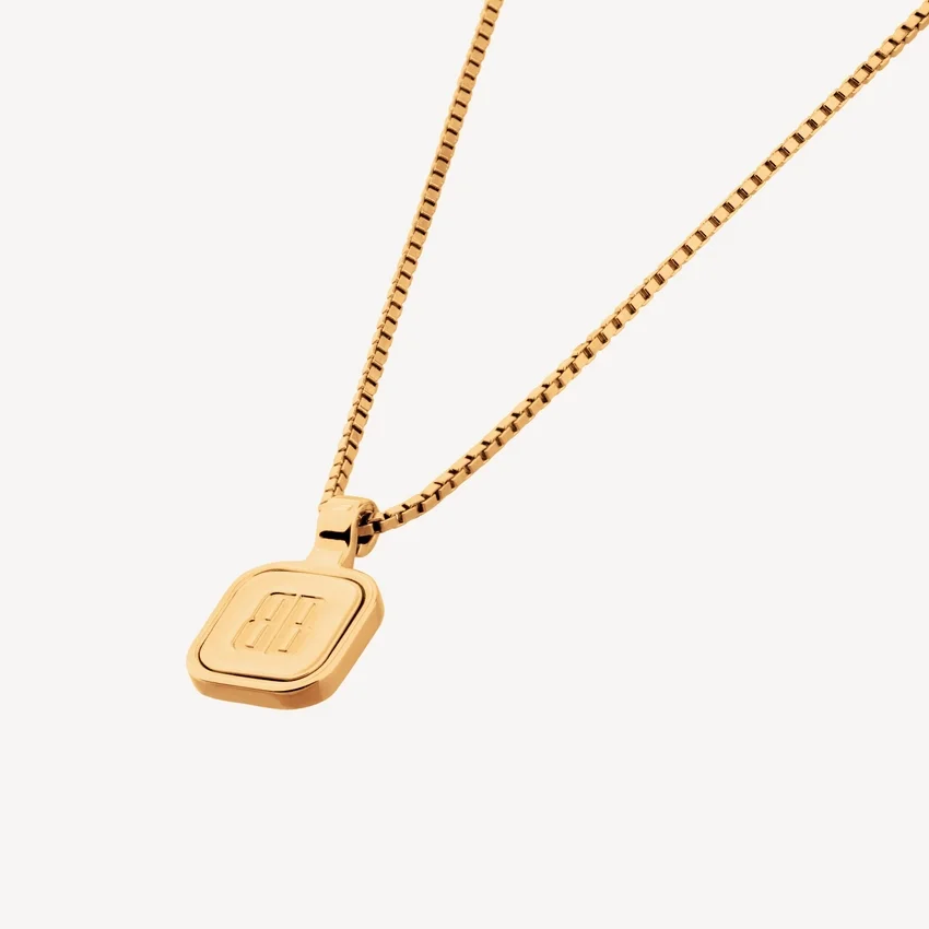 Långt Nano Square-halsband i guld Långt Nano Square-halsband i guld