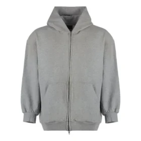Luvtröja i sliten bomullsjersey med dragkedja ”Grey” 744454TOVV91241