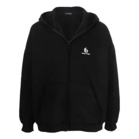 Luvtröja med dragkedja och broderad logotyp ”Black” 674719TLVH81070
