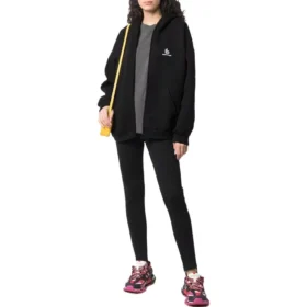 Luvtröja med dragkedja och broderad logotyp ”Black” 674719TLVH81070