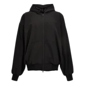 Luvtröja med dragkedja, stor passform ”Black” 750965TNT391000