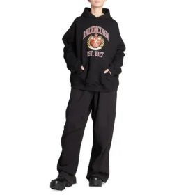 Luvtröjor med college-logotryck, bred passform, grundad 1917, ”Svart” 675003TLV901076