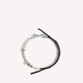 Malibu-pärlarmband/choker i svart/vitt/glänsande silver