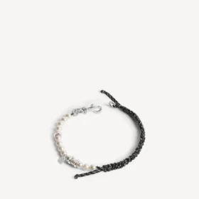 Malibu-pärlarmband/choker i svart/vitt/glänsande silver