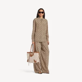 Monogramskjorta för dam i beige/svart