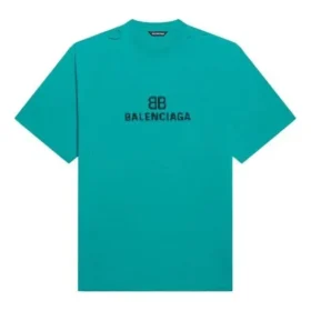 Mosaiklogotyp BB-alfabet, lösa hål, sliten look, kortärmad, unisex, blå 651795TKVF53660