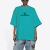 Mosaiklogotyp BB-alfabet, lösa hål, sliten look, kortärmad, unisex, blå 651795TKVF53660