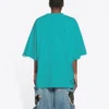 Mosaiklogotyp BB-alfabet, lösa hål, sliten look, kortärmad, unisex, blå 651795TKVF53660