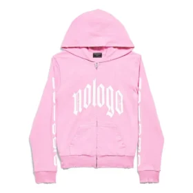 Nologo-luvtröja med dragkedja, smal passform ”Ljusrosa Vit” 788243TQVK55708
