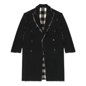 Oversized kappa med råa kanter och buffalo-rutmönster ”Black White” 704487TMU181070